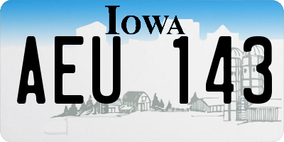 IA license plate AEU143
