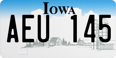 IA license plate AEU145