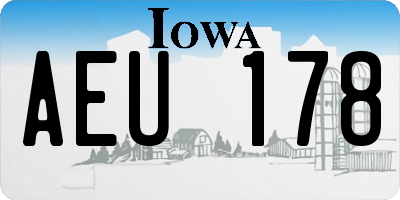 IA license plate AEU178