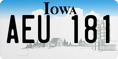 IA license plate AEU181