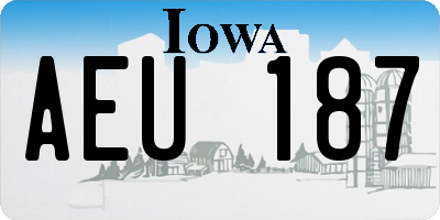 IA license plate AEU187