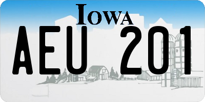 IA license plate AEU201