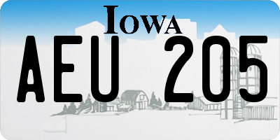 IA license plate AEU205