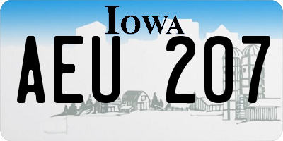 IA license plate AEU207