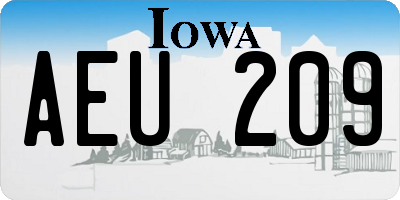 IA license plate AEU209