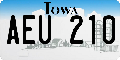 IA license plate AEU210