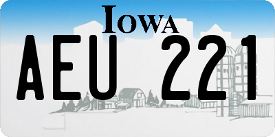IA license plate AEU221