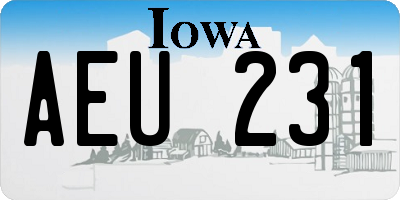 IA license plate AEU231