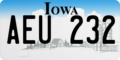 IA license plate AEU232