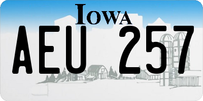 IA license plate AEU257