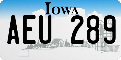 IA license plate AEU289