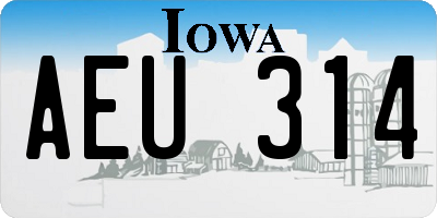 IA license plate AEU314