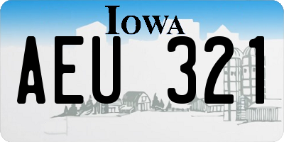 IA license plate AEU321