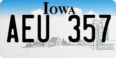 IA license plate AEU357