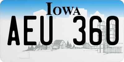 IA license plate AEU360