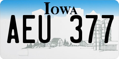 IA license plate AEU377