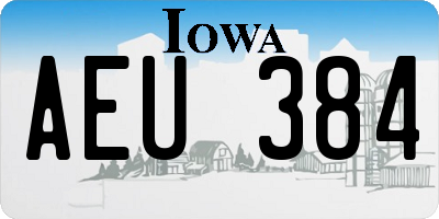 IA license plate AEU384