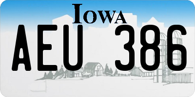 IA license plate AEU386