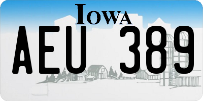 IA license plate AEU389