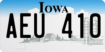 IA license plate AEU410