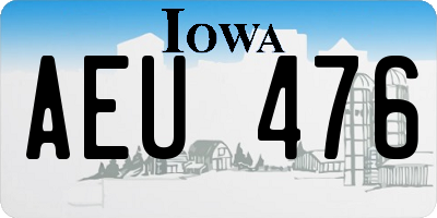 IA license plate AEU476