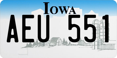 IA license plate AEU551