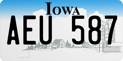 IA license plate AEU587