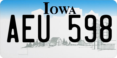 IA license plate AEU598
