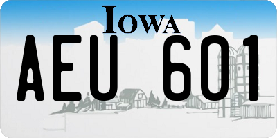 IA license plate AEU601