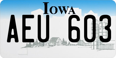 IA license plate AEU603