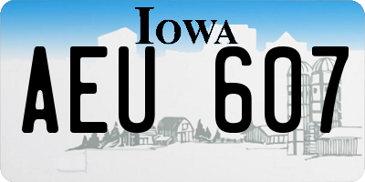IA license plate AEU607