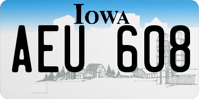 IA license plate AEU608
