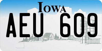 IA license plate AEU609