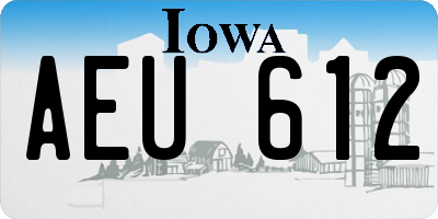 IA license plate AEU612