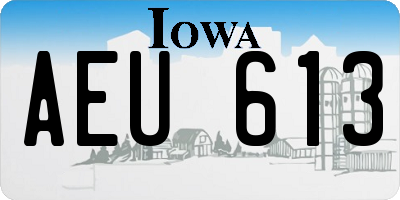 IA license plate AEU613