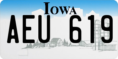 IA license plate AEU619