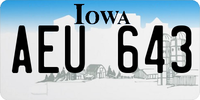 IA license plate AEU643