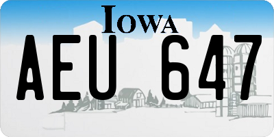 IA license plate AEU647