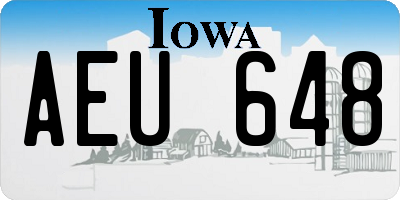 IA license plate AEU648