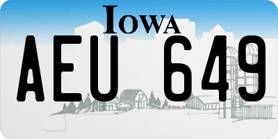 IA license plate AEU649