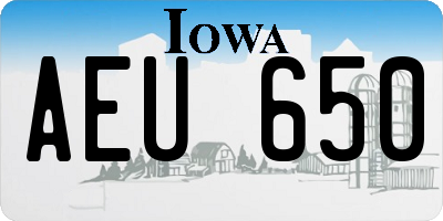 IA license plate AEU650