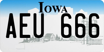 IA license plate AEU666