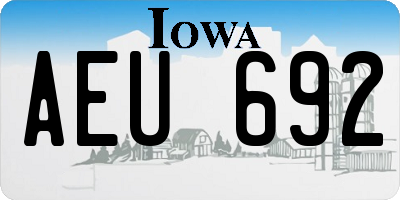 IA license plate AEU692