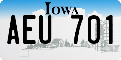 IA license plate AEU701