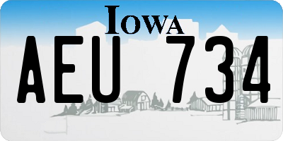 IA license plate AEU734