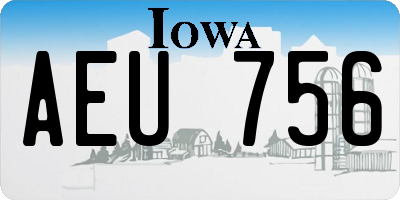 IA license plate AEU756