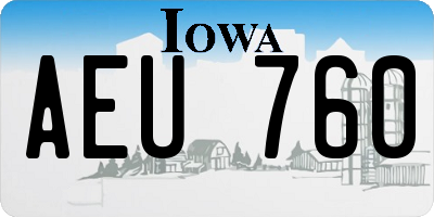 IA license plate AEU760