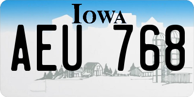 IA license plate AEU768