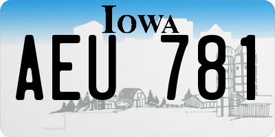 IA license plate AEU781
