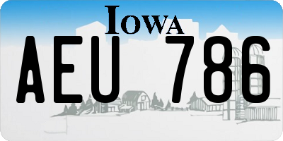 IA license plate AEU786